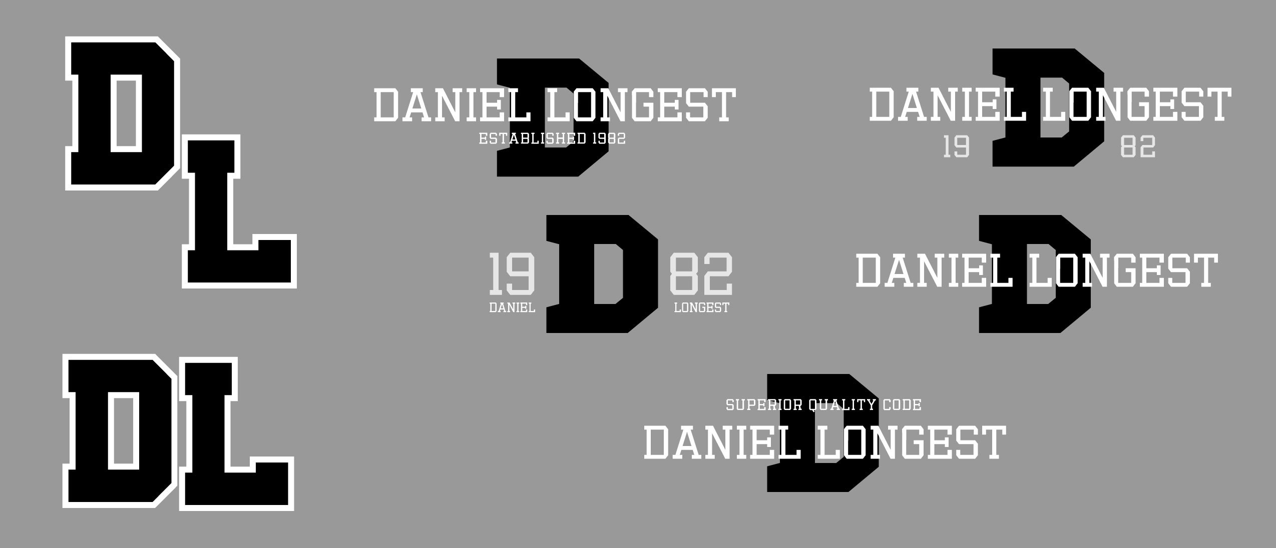 An image of several logo concepts incorporating the Varsity letter theme.