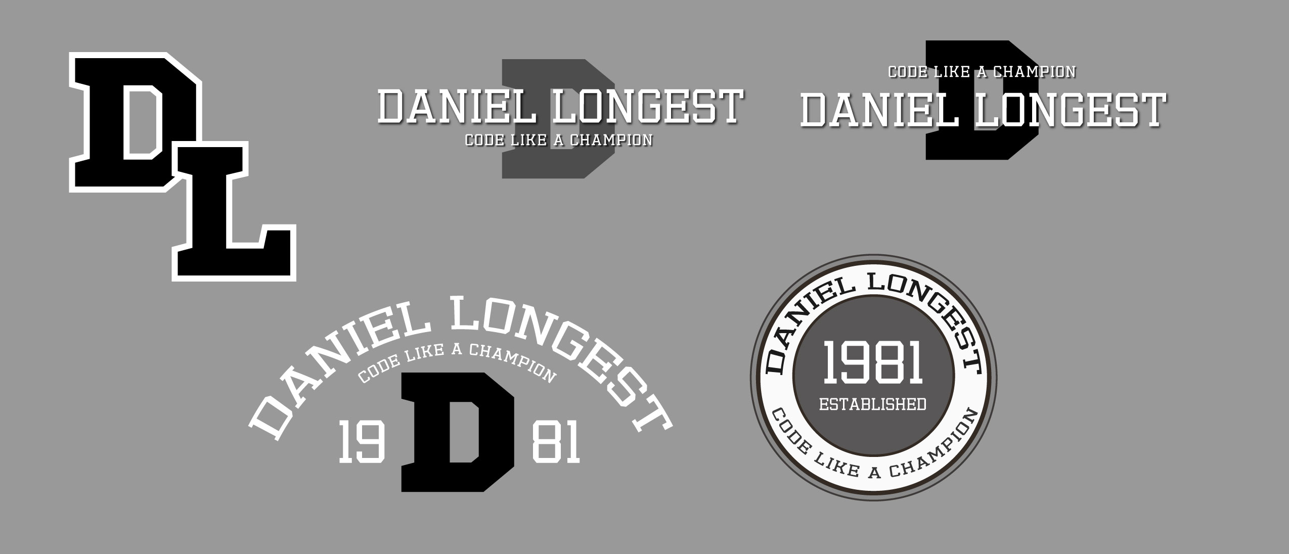 An image of several logo concepts incorporating the Varsity letter theme.