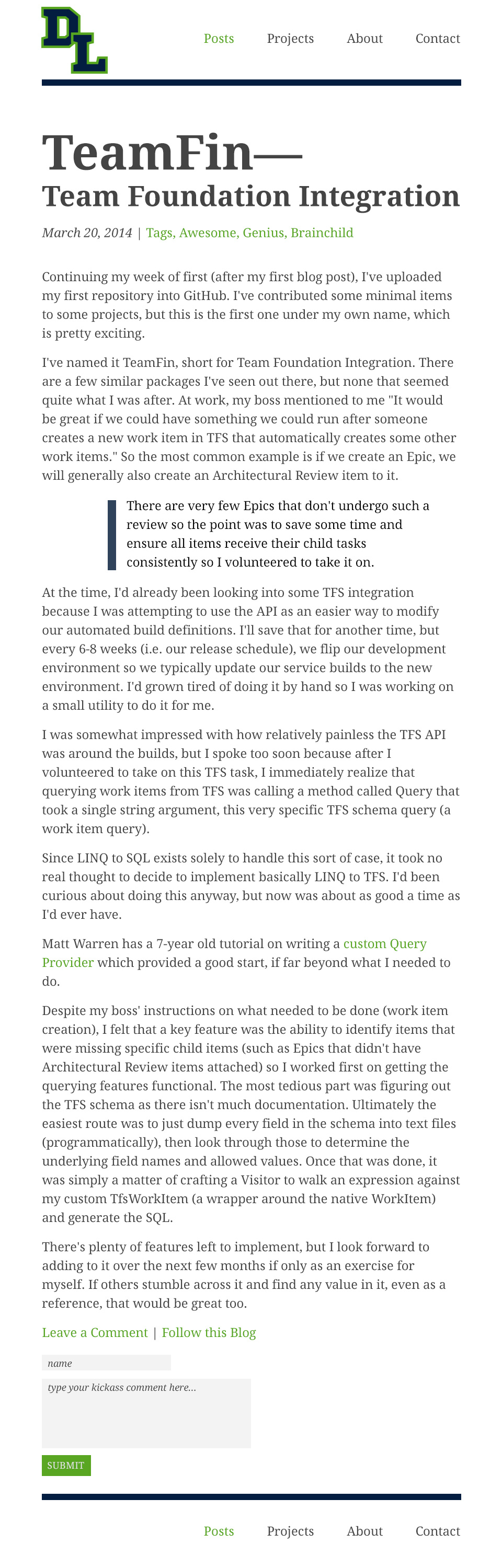 The letters concept in the blog layout.